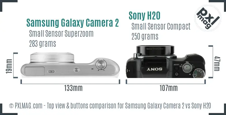 Samsung Galaxy Camera 2 vs Sony H20 top view buttons comparison