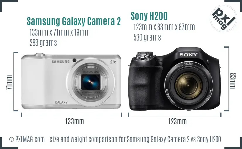 Samsung Galaxy Camera 2 vs Sony H200 size comparison