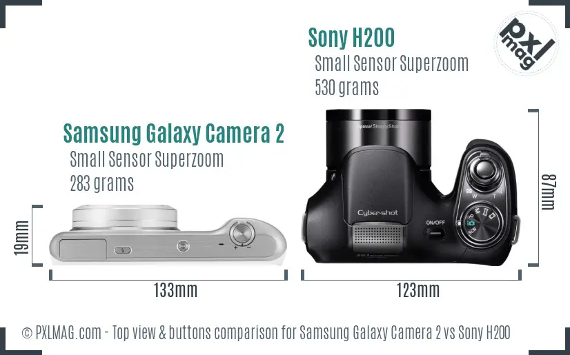 Samsung Galaxy Camera 2 vs Sony H200 top view buttons comparison