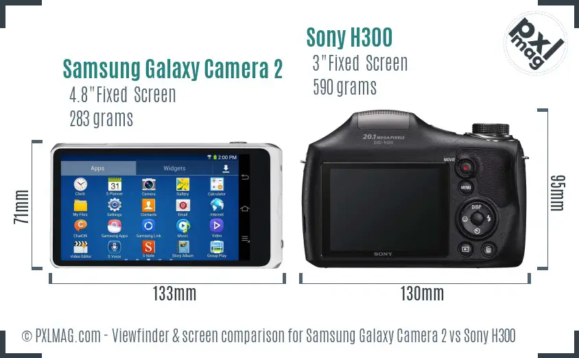 Samsung Galaxy Camera 2 vs Sony H300 Screen and Viewfinder comparison