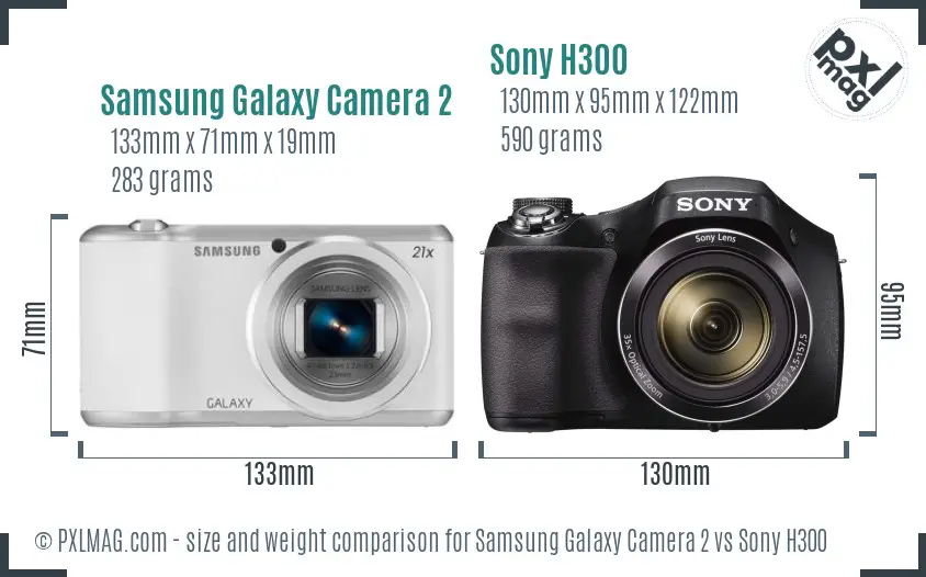 Samsung Galaxy Camera 2 vs Sony H300 size comparison