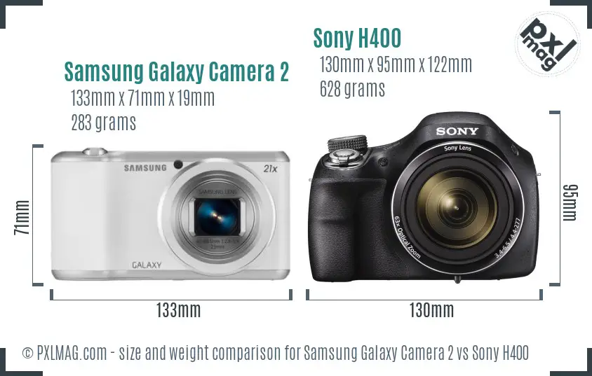 Samsung Galaxy Camera 2 vs Sony H400 size comparison