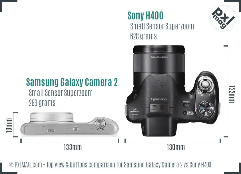 Samsung Galaxy Camera 2 vs Sony H400 top view buttons comparison