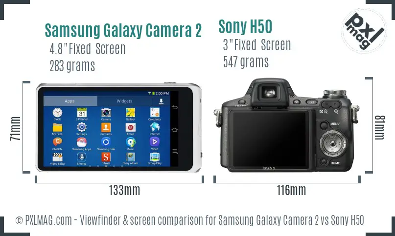 Samsung Galaxy Camera 2 vs Sony H50 Screen and Viewfinder comparison
