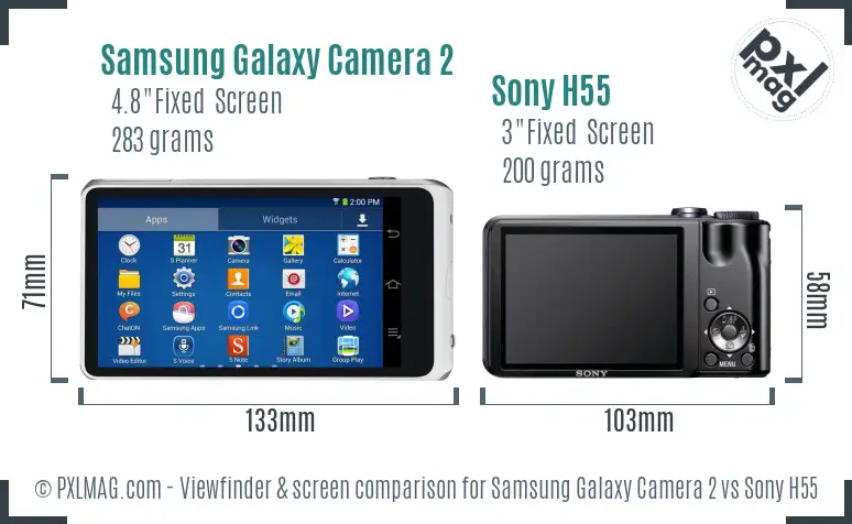 Samsung Galaxy Camera 2 vs Sony H55 Screen and Viewfinder comparison