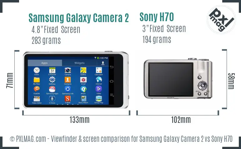 Samsung Galaxy Camera 2 vs Sony H70 Screen and Viewfinder comparison