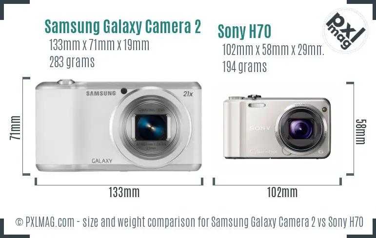 Samsung Galaxy Camera 2 vs Sony H70 size comparison