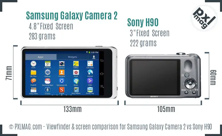 Samsung Galaxy Camera 2 vs Sony H90 Screen and Viewfinder comparison