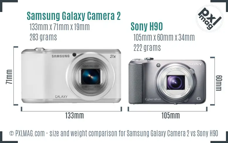 Samsung Galaxy Camera 2 vs Sony H90 size comparison