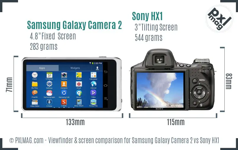 Samsung Galaxy Camera 2 vs Sony HX1 Screen and Viewfinder comparison