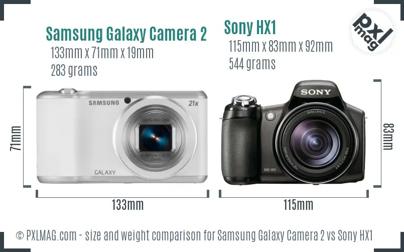 Samsung Galaxy Camera 2 vs Sony HX1 size comparison