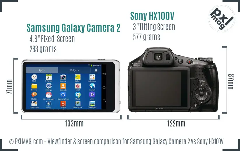 Samsung Galaxy Camera 2 vs Sony HX100V Screen and Viewfinder comparison