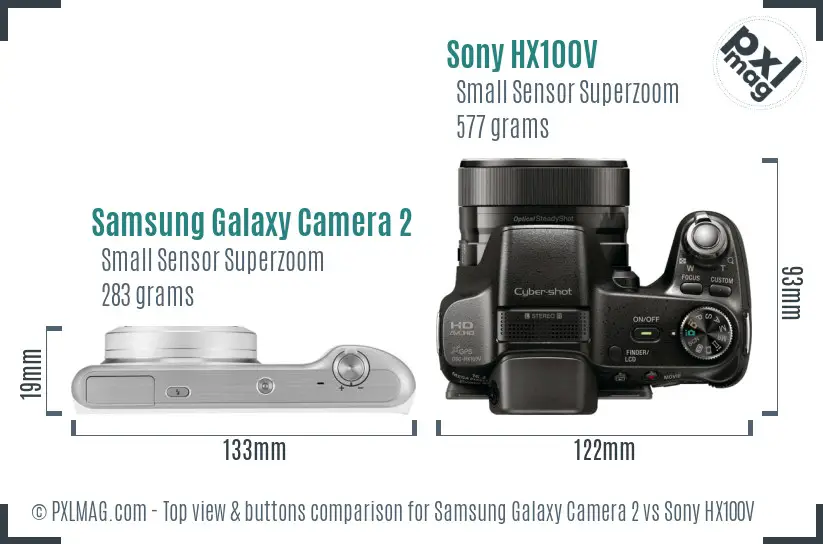 Samsung Galaxy Camera 2 vs Sony HX100V top view buttons comparison