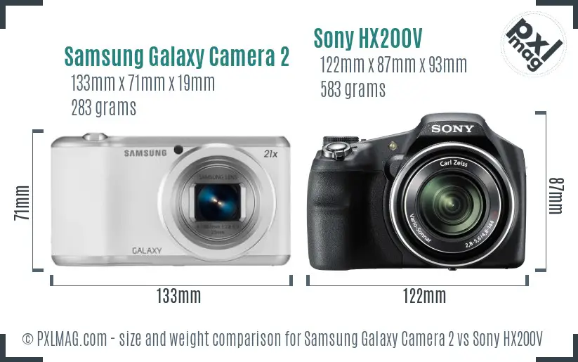 Samsung Galaxy Camera 2 vs Sony HX200V size comparison