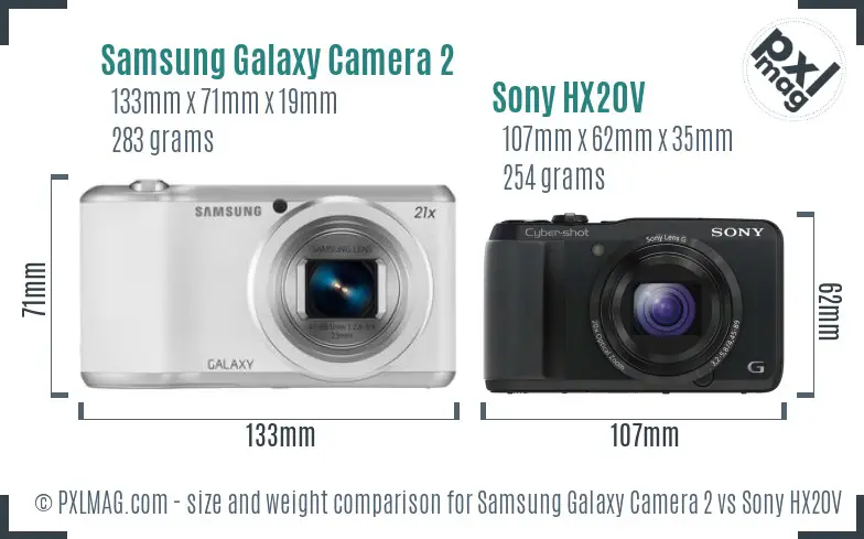 Samsung Galaxy Camera 2 vs Sony HX20V size comparison