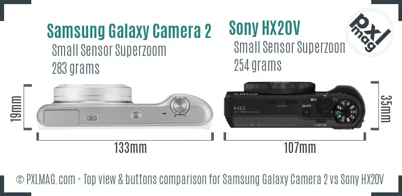 Samsung Galaxy Camera 2 vs Sony HX20V top view buttons comparison