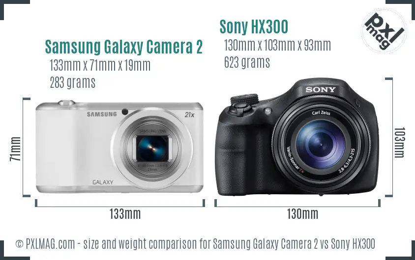 Samsung Galaxy Camera 2 vs Sony HX300 size comparison