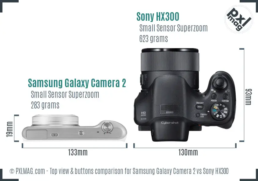 Samsung Galaxy Camera 2 vs Sony HX300 top view buttons comparison