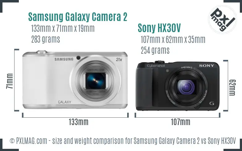 Samsung Galaxy Camera 2 vs Sony HX30V size comparison