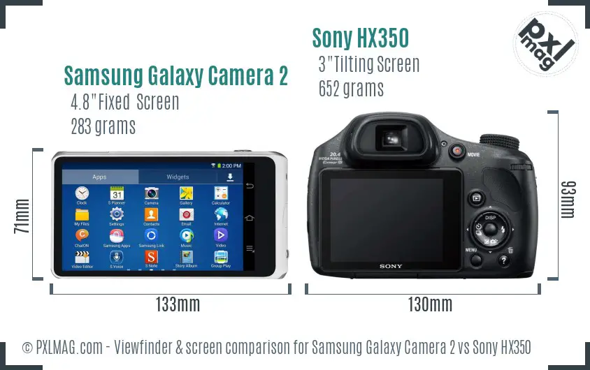 Samsung Galaxy Camera 2 vs Sony HX350 Screen and Viewfinder comparison