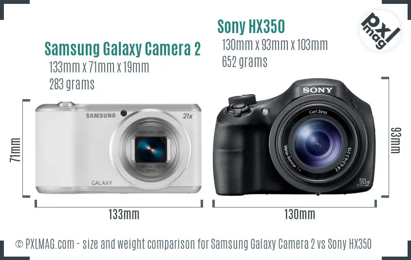 Samsung Galaxy Camera 2 vs Sony HX350 size comparison