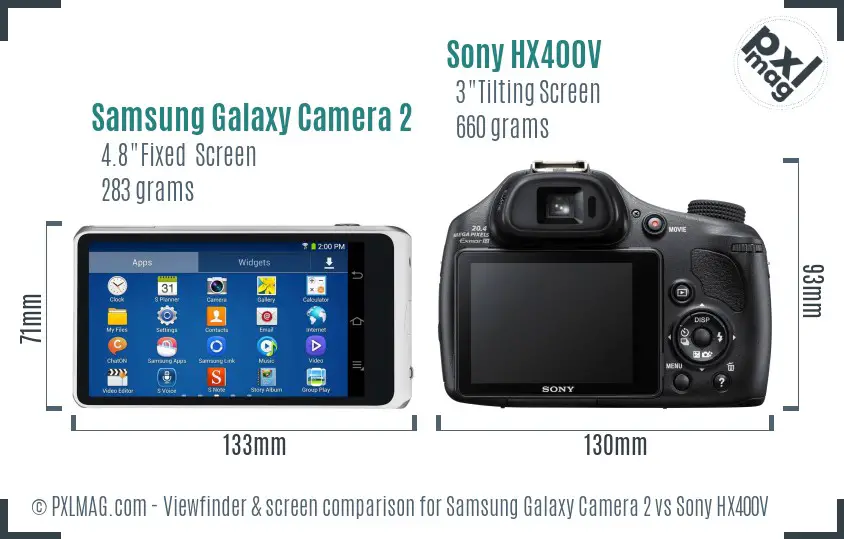 Samsung Galaxy Camera 2 vs Sony HX400V Screen and Viewfinder comparison