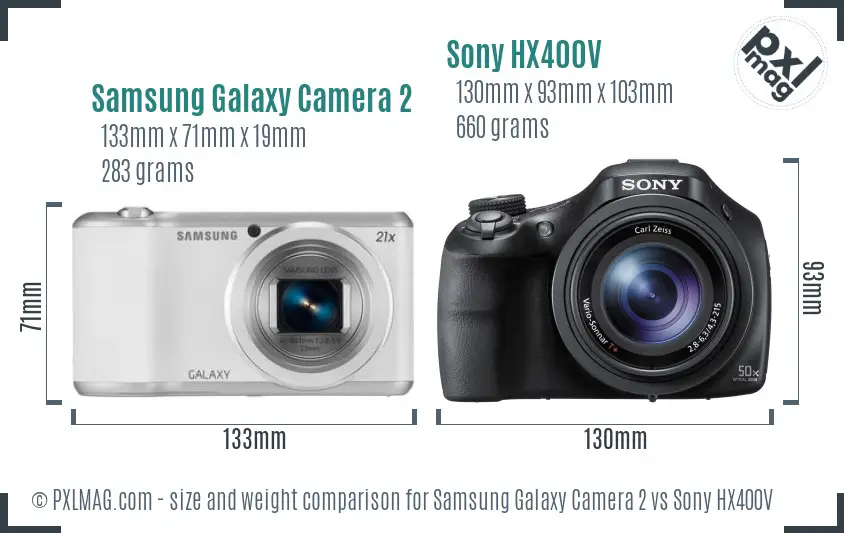 Samsung Galaxy Camera 2 vs Sony HX400V size comparison