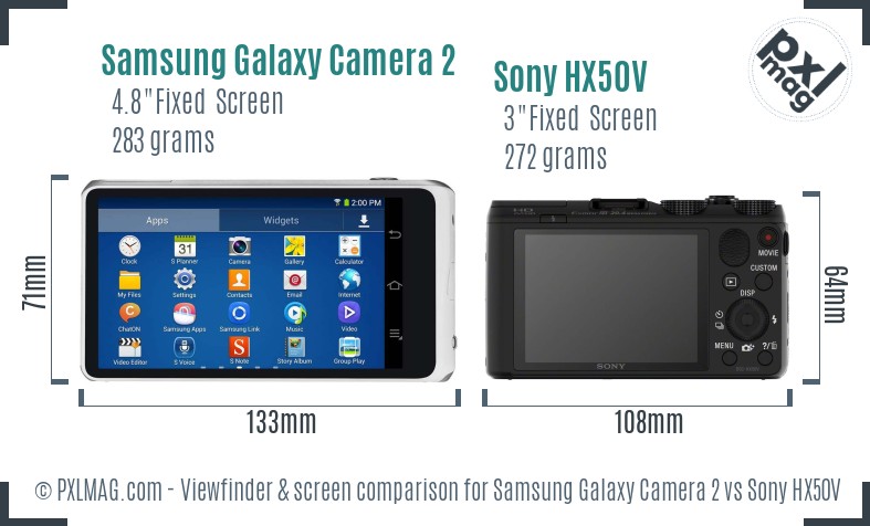 Samsung Galaxy Camera 2 vs Sony HX50V Screen and Viewfinder comparison