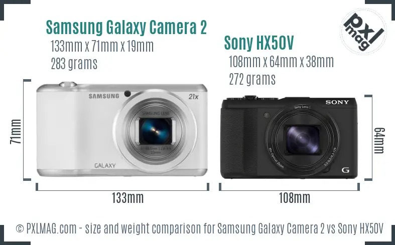 Samsung Galaxy Camera 2 vs Sony HX50V size comparison