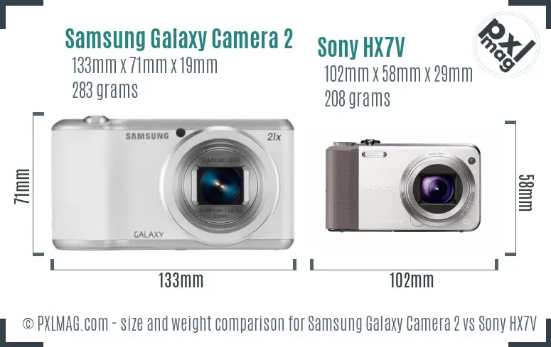 Samsung Galaxy Camera 2 vs Sony HX7V size comparison