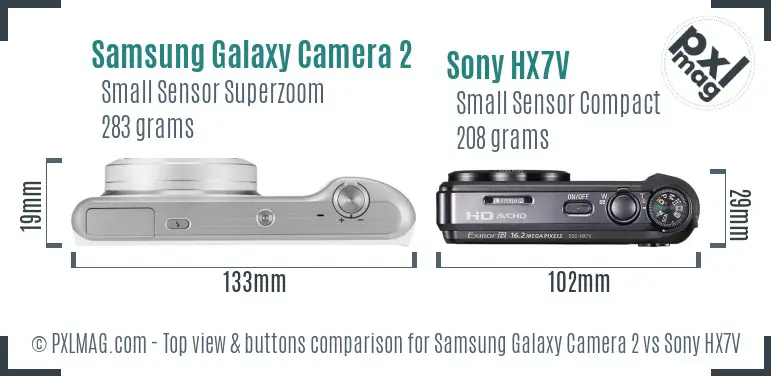 Samsung Galaxy Camera 2 vs Sony HX7V top view buttons comparison