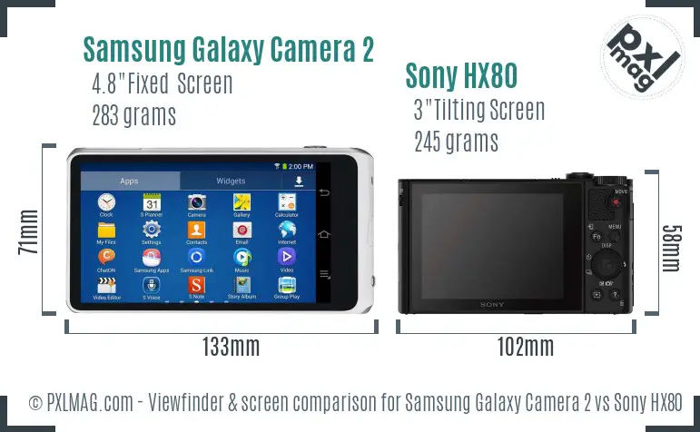 Samsung Galaxy Camera 2 vs Sony HX80 Screen and Viewfinder comparison