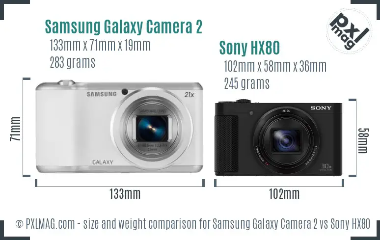 Samsung Galaxy Camera 2 vs Sony HX80 size comparison