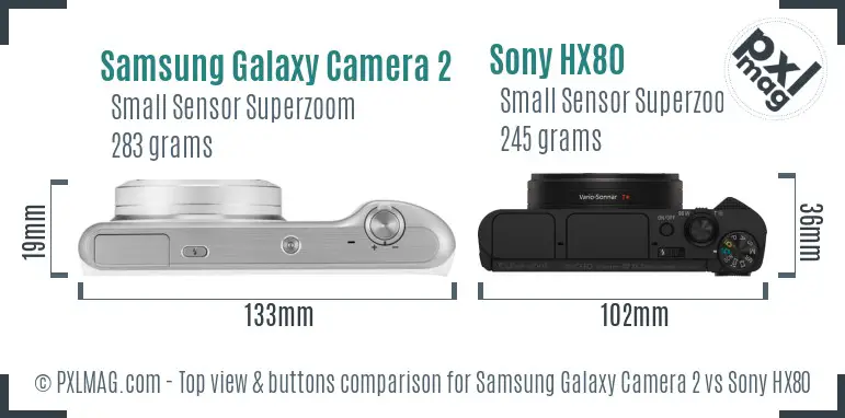 Samsung Galaxy Camera 2 vs Sony HX80 top view buttons comparison