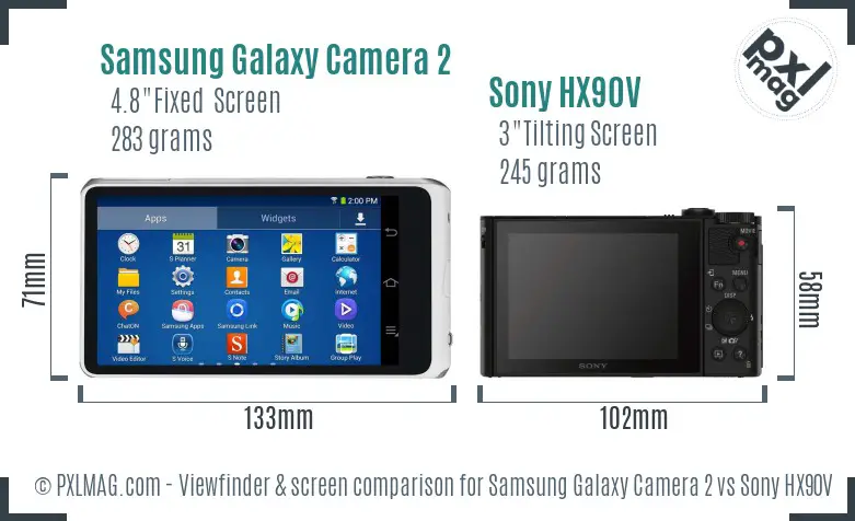 Samsung Galaxy Camera 2 vs Sony HX90V Screen and Viewfinder comparison