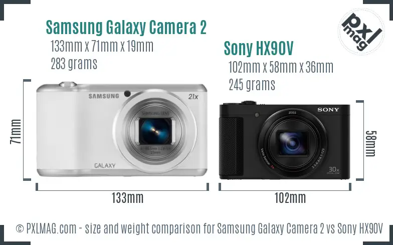 Samsung Galaxy Camera 2 vs Sony HX90V size comparison