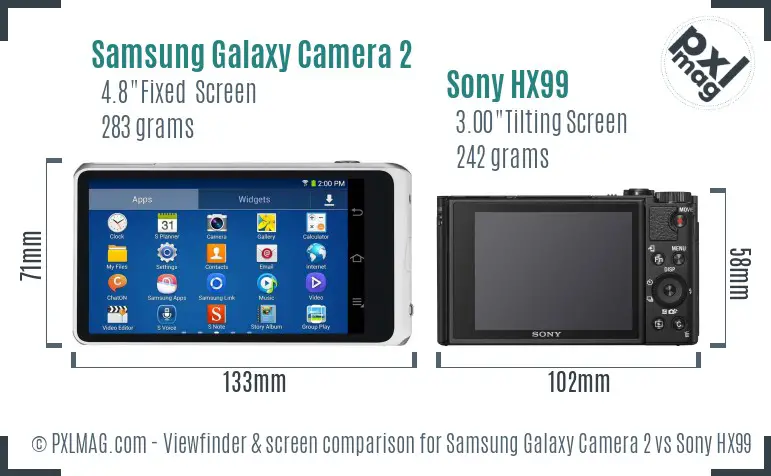 Samsung Galaxy Camera 2 vs Sony HX99 Screen and Viewfinder comparison