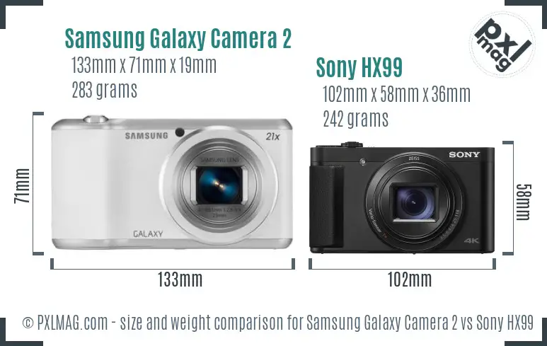 Samsung Galaxy Camera 2 vs Sony HX99 size comparison