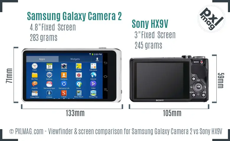 Samsung Galaxy Camera 2 vs Sony HX9V Screen and Viewfinder comparison