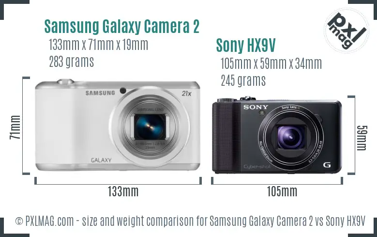 Samsung Galaxy Camera 2 vs Sony HX9V size comparison