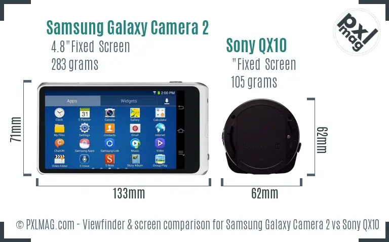 Samsung Galaxy Camera 2 vs Sony QX10 Screen and Viewfinder comparison
