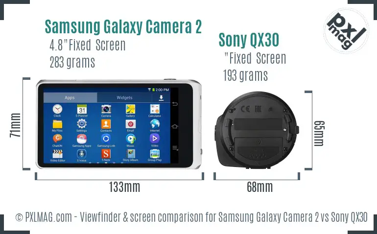 Samsung Galaxy Camera 2 vs Sony QX30 Screen and Viewfinder comparison