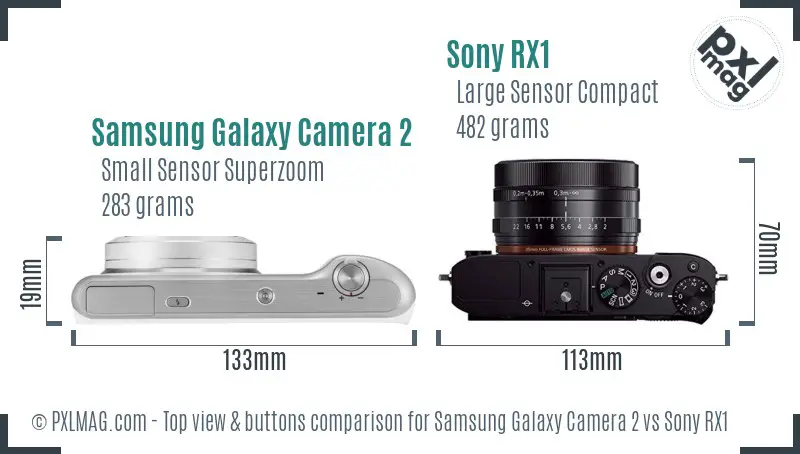 Samsung Galaxy Camera 2 vs Sony RX1 top view buttons comparison