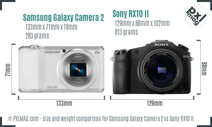 Samsung Galaxy Camera 2 vs Sony RX10 II size comparison