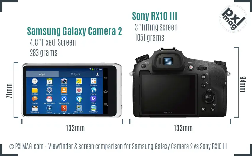 Samsung Galaxy Camera 2 vs Sony RX10 III Screen and Viewfinder comparison