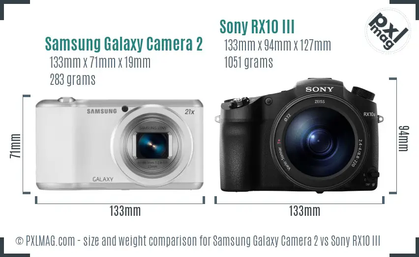 Samsung Galaxy Camera 2 vs Sony RX10 III size comparison