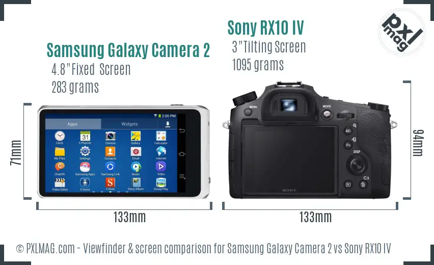 Samsung Galaxy Camera 2 vs Sony RX10 IV Screen and Viewfinder comparison