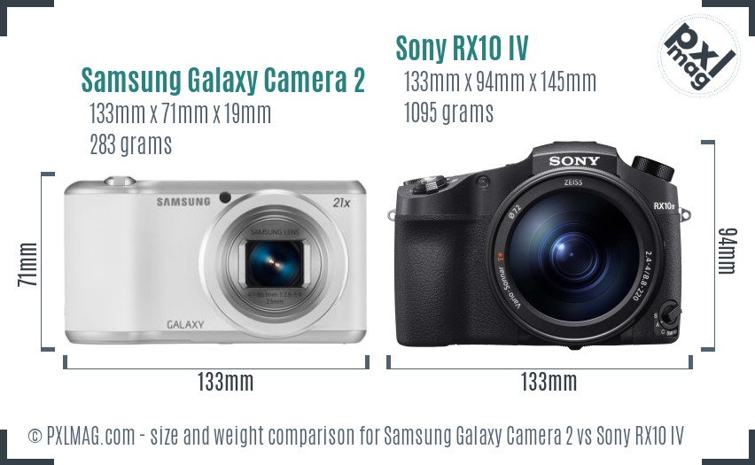 Samsung Galaxy Camera 2 vs Sony RX10 IV size comparison