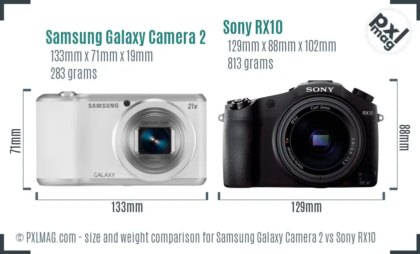 Samsung Galaxy Camera 2 vs Sony RX10 size comparison