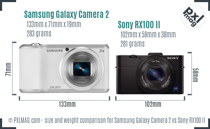 Samsung Galaxy Camera 2 vs Sony RX100 II size comparison